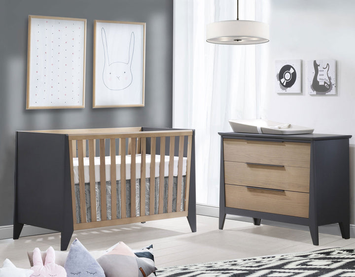 Nest Juvenile Flexx - Classic Crib and XL Dresser - Graphite and Natural Nest Juvenile - Nursery Furniture Sets - 95033.52 - 95001.52 - SET Tiny Toes in Dreamland