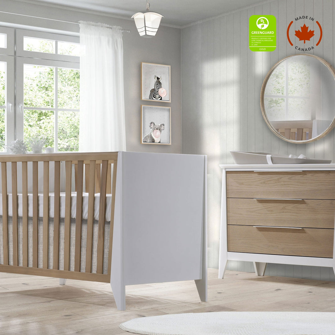 Nest Juvenile Flexx - Classic Crib and XL Dresser - White and Natural Nest Juvenile - Nursery Furniture Sets - 95033.02 - 95001.02 - SET Tiny Toes in Dreamland