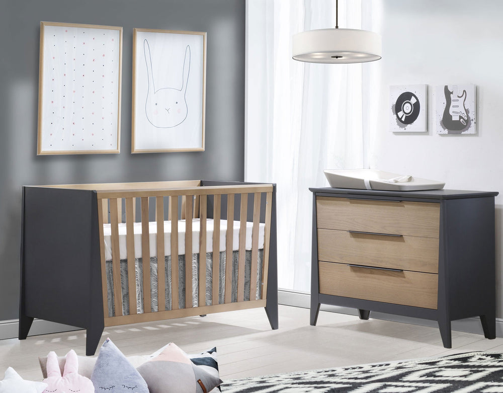 Nest Juvenile - Flexx Premium 3 Drawer Dresser XL - Graphite / Natural Wheat Nest Juvenile - Baby and Kids Dressers - 95033.52 Tiny Toes in Dreamland