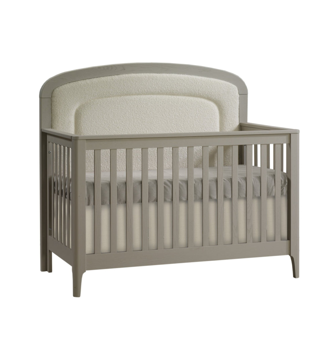 Natart - Lit de bébé convertible « 5-en-1 » Palo avec panneau de tête de lit rembourré beige bouclé - Dove