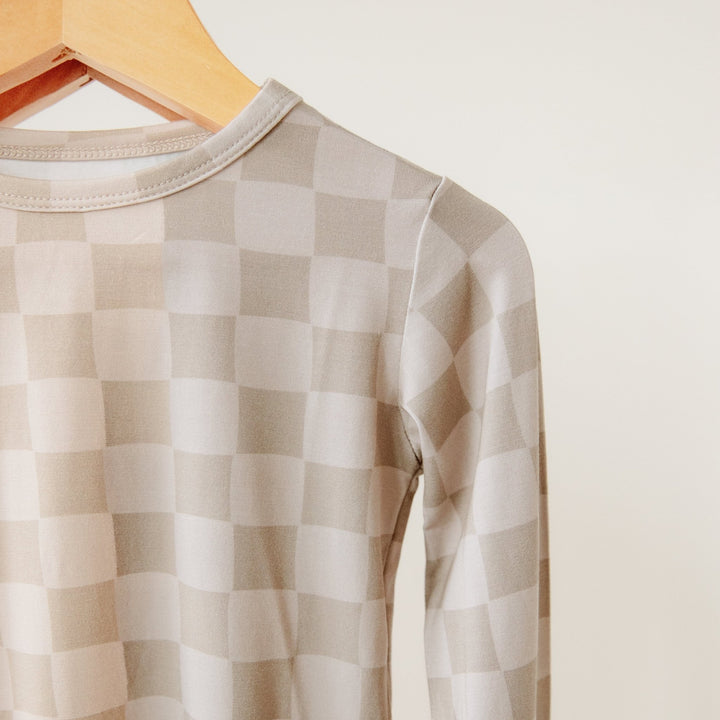 Taupe Checkerboard Two - Piece Pajama Set Lulush The Label Kids Clothing - Baby & Toddler Sleepwear - sku-51316712079657 Tiny Toes in Dreamland