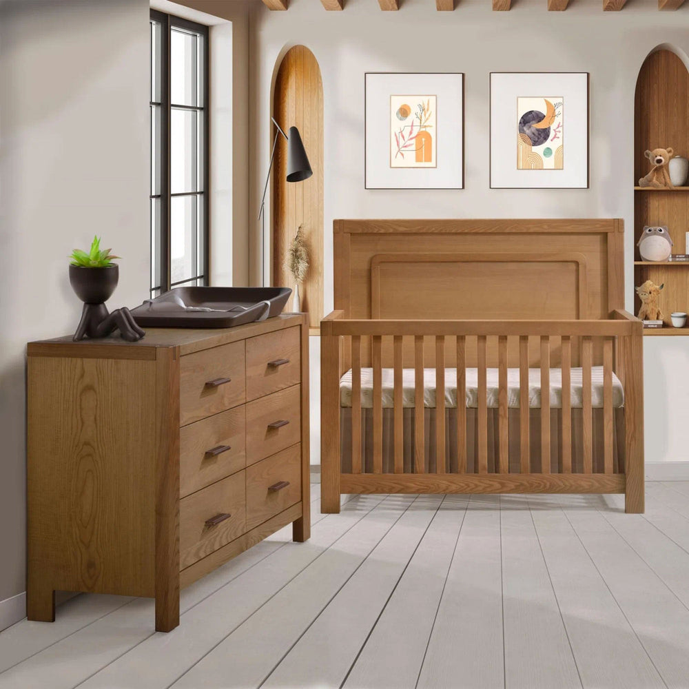 Toscana - 5 - in - 1 Convertible Crib - Wheat Natart Juvenile - Convertible Crib - 11003.10 Tiny Toes in Dreamland