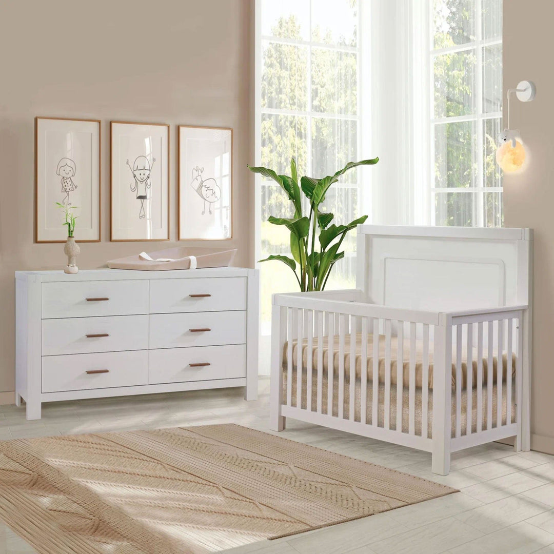 Toscana - 5 - in - 1 Convertible Crib - White Natart Juvenile - Convertible Crib - 11003.70 Tiny Toes in Dreamland