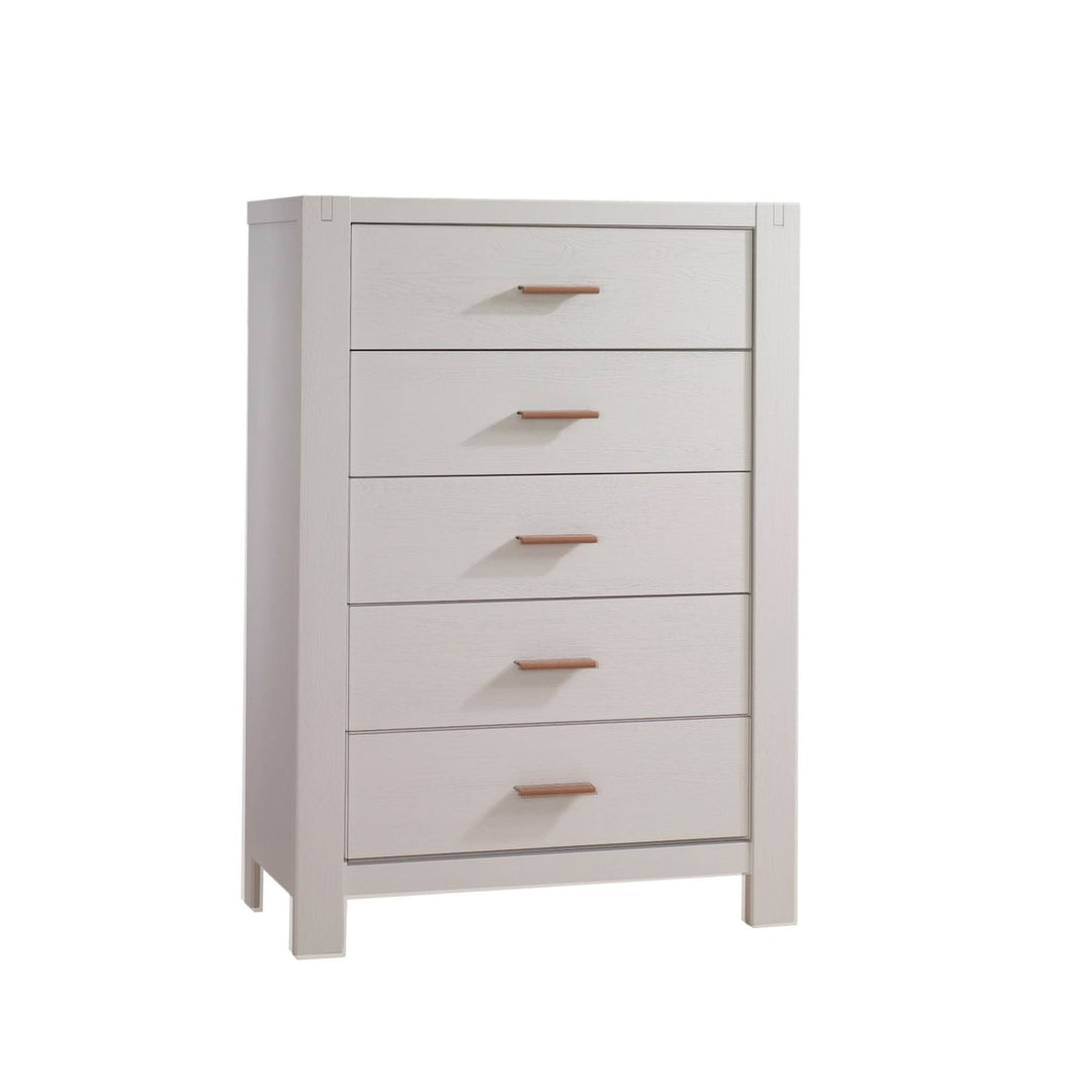 Toscano 5 Drawer Chest (Dark Brown leather handles) - White Natart Juvenile - Baby and Kids Dressers - 11045.70 Tiny Toes in Dreamland