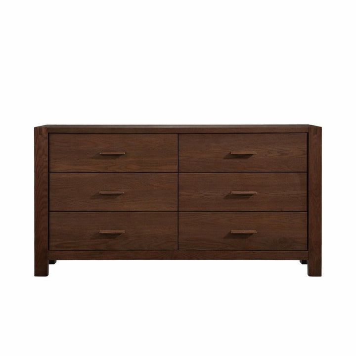Toscano Double 66’’ Dresser (Dark Brown leather handles) - Walnut Natart Juvenile - Baby and Kids Dressers - 11046.38 Tiny Toes in Dreamland