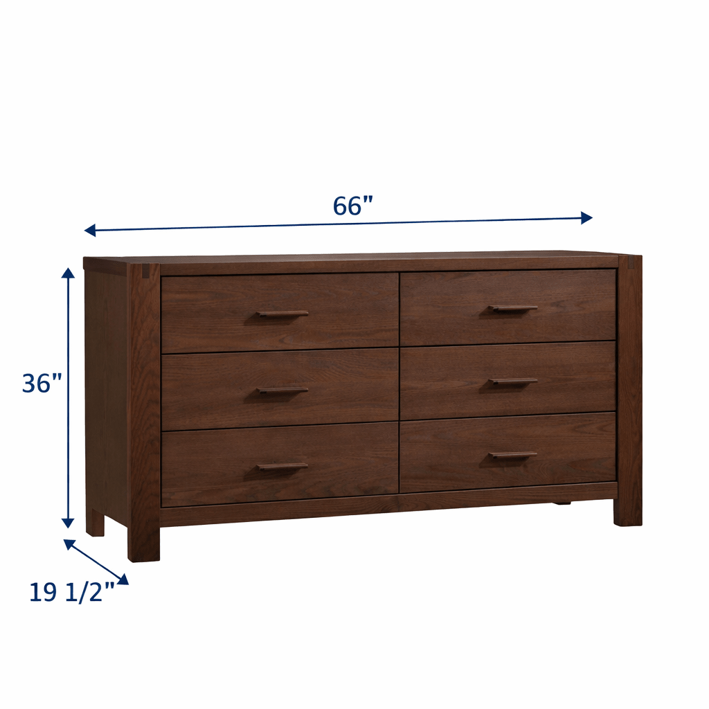 Toscano Double 66’’ Dresser (Dark Brown leather handles) - Walnut Natart Juvenile - Baby and Kids Dressers - 11046.38 Tiny Toes in Dreamland