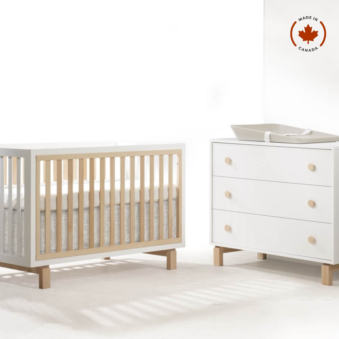 Tulip - Bjorn Classic Crib and 3 Drawer Dresser XL (sold as a set only) - White / Natural Tulip - Nursery Furniture Sets - TU6501 - 19 - SET Tiny Toes in Dreamland