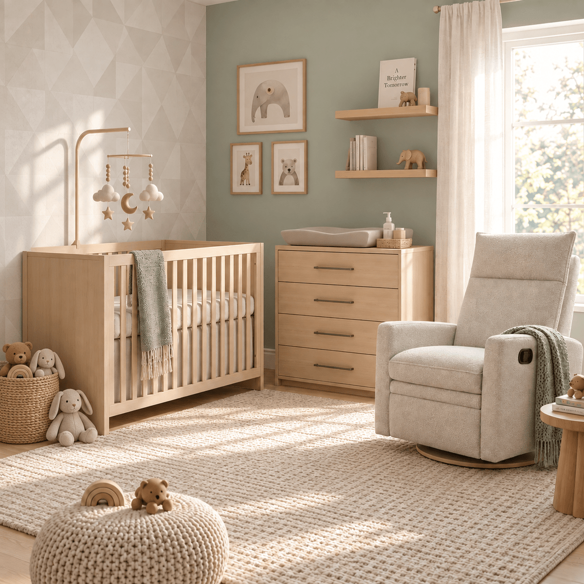 Tulip - Contempo Island Crib and 4 Drawer dresser - Scandinavian Oak (sold as a set only) Tulip - Nursery Furniture Sets - TU5501-TU5532.41-SET Tiny Toes in Dreamland