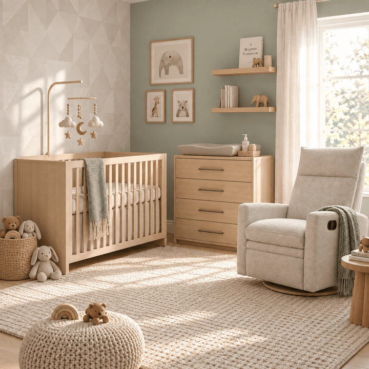 Tulip - Contempo Island Crib and 4 Drawer dresser - Scandinavian Oak (sold as a set only) Tulip - Nursery Furniture Sets - TU5501-TU5532.41-SET Tiny Toes in Dreamland
