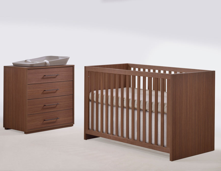 Tulip - Contempo Island Crib and 4 Drawer dresser - Walnut (sold as a set only) Tulip - Nursery Furniture Sets - TU5501 - TU5532 - 67 - SET Tiny Toes in Dreamland