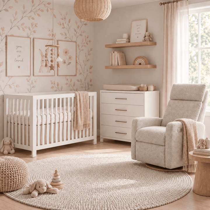Tulip - Contempo Island Crib and 4 Drawer dresser - White (sold as a set only) Tulip - Nursery Furniture Sets - TU5501-TU5532.21-SET Tiny Toes in Dreamland