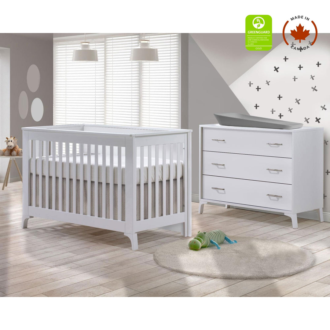 Tulip - Metro Convertible Crib and 3 Drawer Dresser XL (sold as a set only) - All White Tulip - Nursery Furniture Sets - TU2506 - TU2534 - 21 - SET Tiny Toes in Dreamland