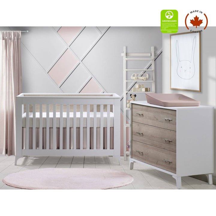 Tulip - Metro Convertible Crib and 3 Drawer Dresser XL (sold as a set only) - White/Natural Tulip - Nursery Furniture Sets - TU2506 - TU2534 - 19 - SET Tiny Toes in Dreamland