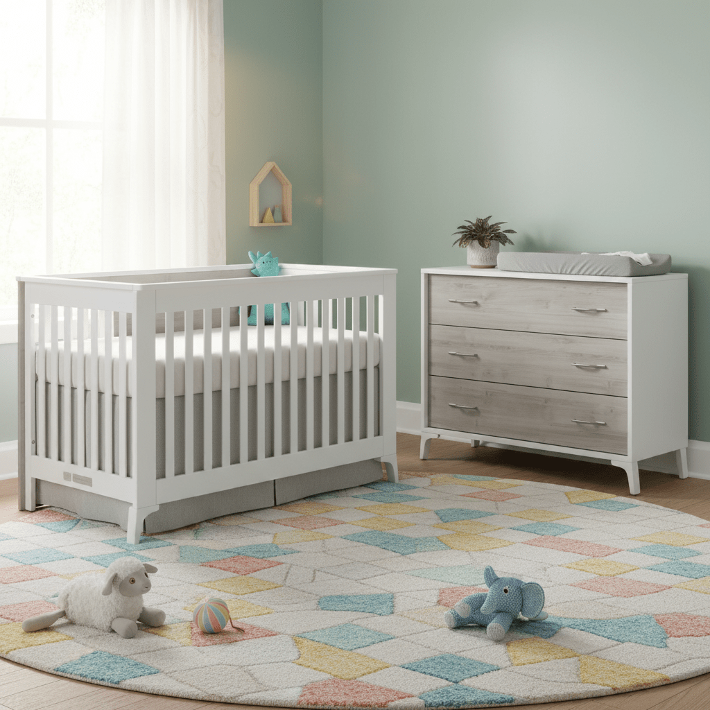 Tulip - Metro Convertible Crib and 3 Drawer Dresser XL (sold as a set only) - White/Sand Tulip - Nursery Furniture Sets - TU2506 - TU2534 - 20 - SET Tiny Toes in Dreamland