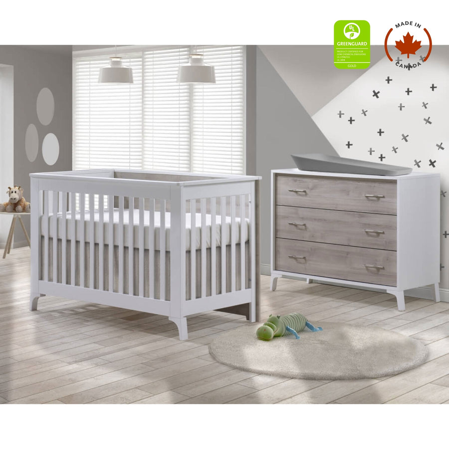 Tulip - Metro Convertible Crib and 3 Drawer Dresser XL (sold as a set only) - White/Sand Tulip - Nursery Furniture Sets - TU2506 - TU2534 - 20 - SET Tiny Toes in Dreamland