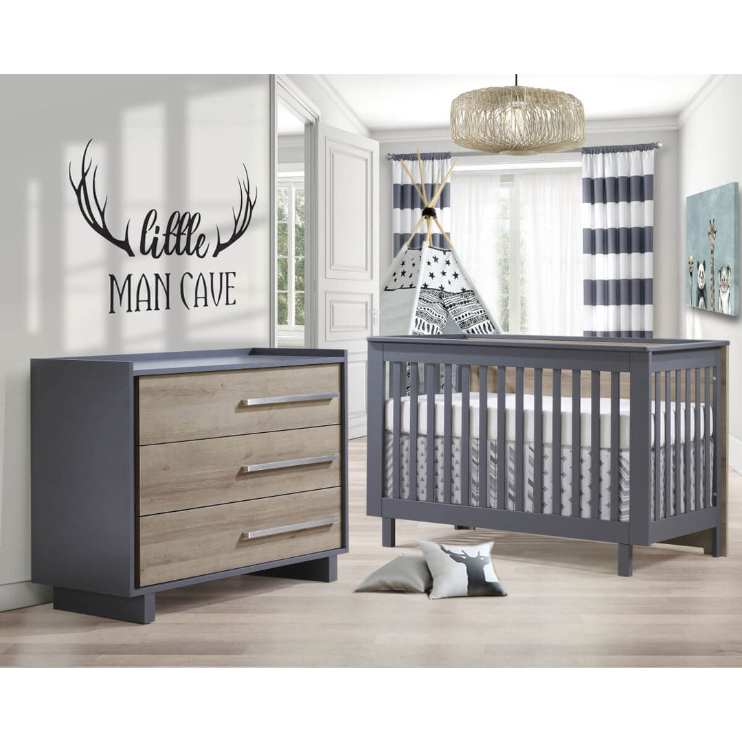 Urban Convertible Crib and 3 Drawer Dresser XL (sold as a set only) - Charcoal/Natural Tulip - Nursery Furniture Sets - TU1506 - TU1534 - 15 - SET Tiny Toes in Dreamland