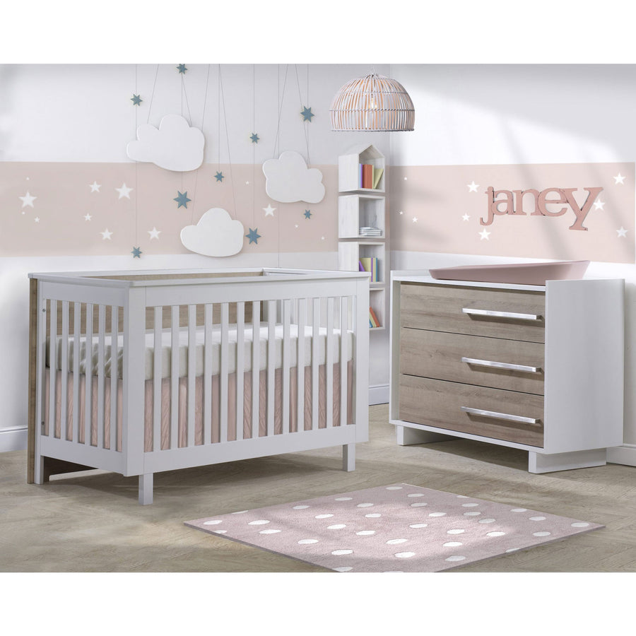 Urban Convertible Crib and 3 Drawer Dresser XL (sold as a set only) - White/Natural - Nursery Furniture Sets - Tiny Toes in Dreamland - TU1506 - TU1534 - 19 - SET