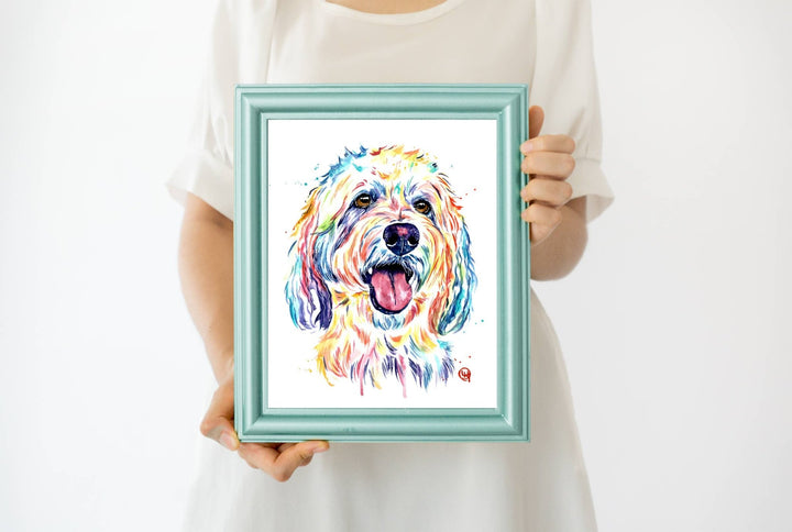 Whitehouse Art - Goldendoodle Art Print - Laberdoodle, Pet Portrait Whitehouse Art - Baby & Kids Paper Prints - P17 Tiny Toes in Dreamland