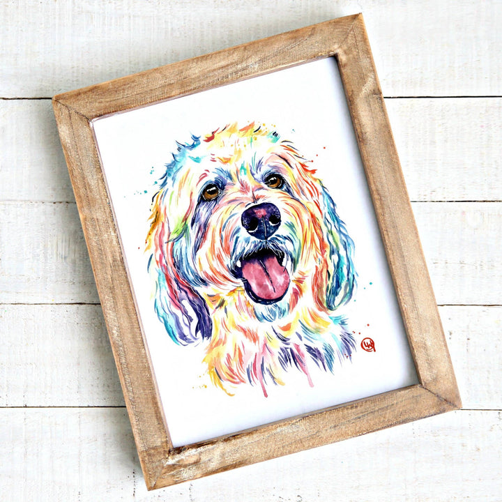 Whitehouse Art - Goldendoodle Art Print - Laberdoodle, Pet Portrait Whitehouse Art - Baby & Kids Paper Prints - P17 Tiny Toes in Dreamland