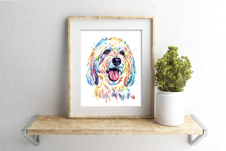 Whitehouse Art - Goldendoodle Art Print - Laberdoodle, Pet Portrait Whitehouse Art - Baby & Kids Paper Prints - P17 Tiny Toes in Dreamland