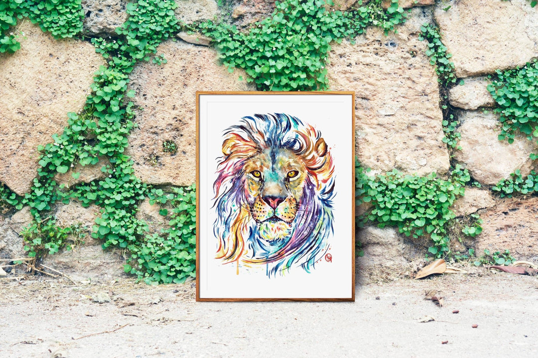 Whitehouse Art - Lion Print - "Courage Dear Heart" - Safari Themed Whitehouse Art - Baby & Kids Paper Prints - Tiny Toes in Dreamland