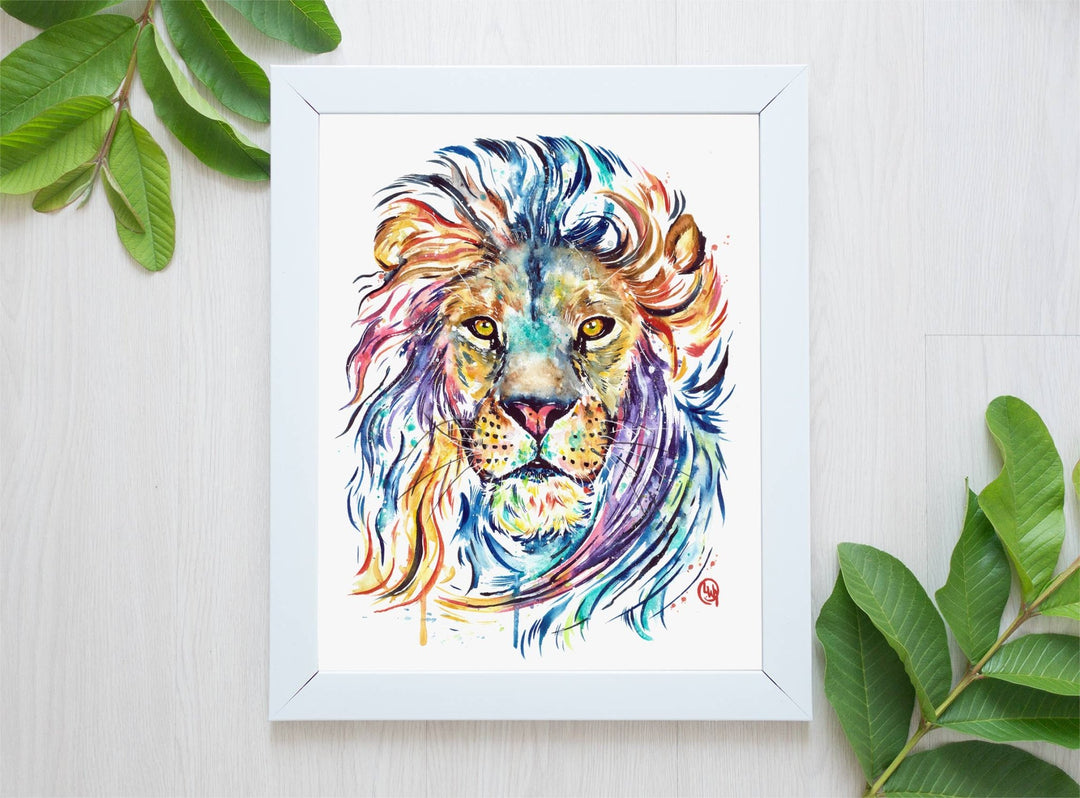 Whitehouse Art - Lion Print - "Courage Dear Heart" - Safari Themed Whitehouse Art - Baby & Kids Paper Prints - Tiny Toes in Dreamland