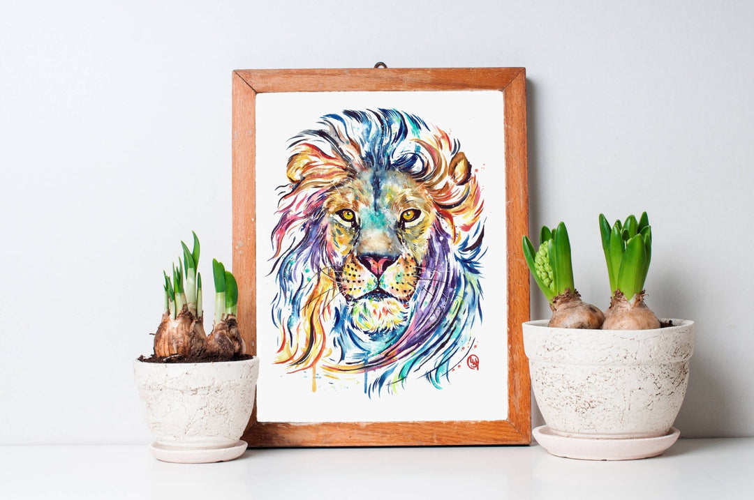 Whitehouse Art - Lion Print - "Courage Dear Heart" - Safari Themed Whitehouse Art - Baby & Kids Paper Prints - Tiny Toes in Dreamland