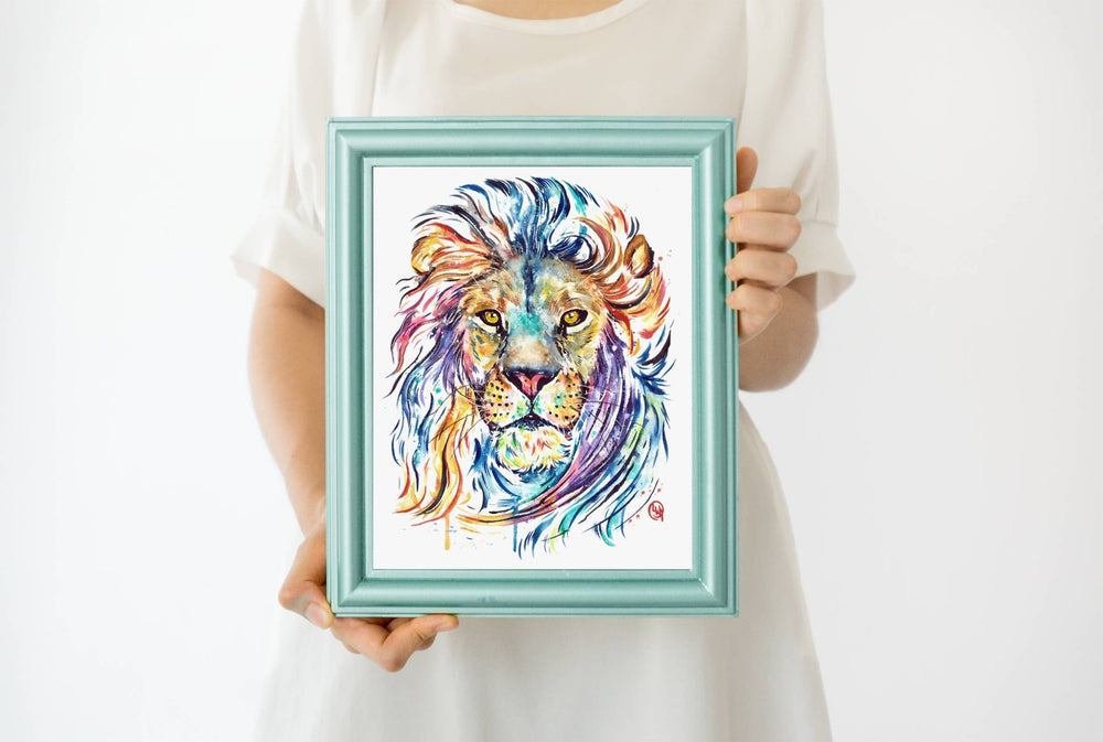 Whitehouse Art - Lion Print - "Courage Dear Heart" - Safari Themed Whitehouse Art - Baby & Kids Paper Prints - Tiny Toes in Dreamland