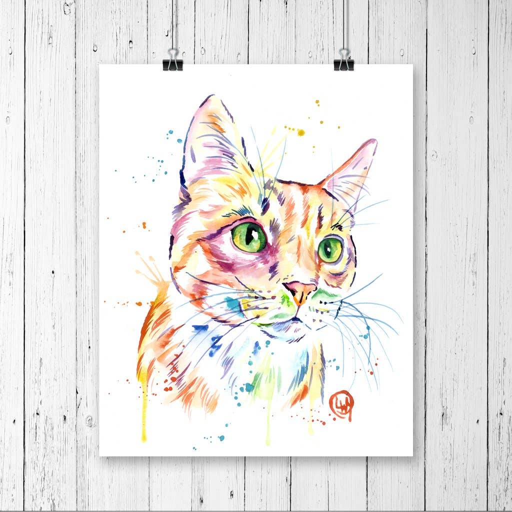 Whitehouse Art - Orange Tabby Art Print, Tabby Cat, Cat Lady, Cat Lover Whitehouse Art - Baby & Kids Paper Prints - P37 Tiny Toes in Dreamland