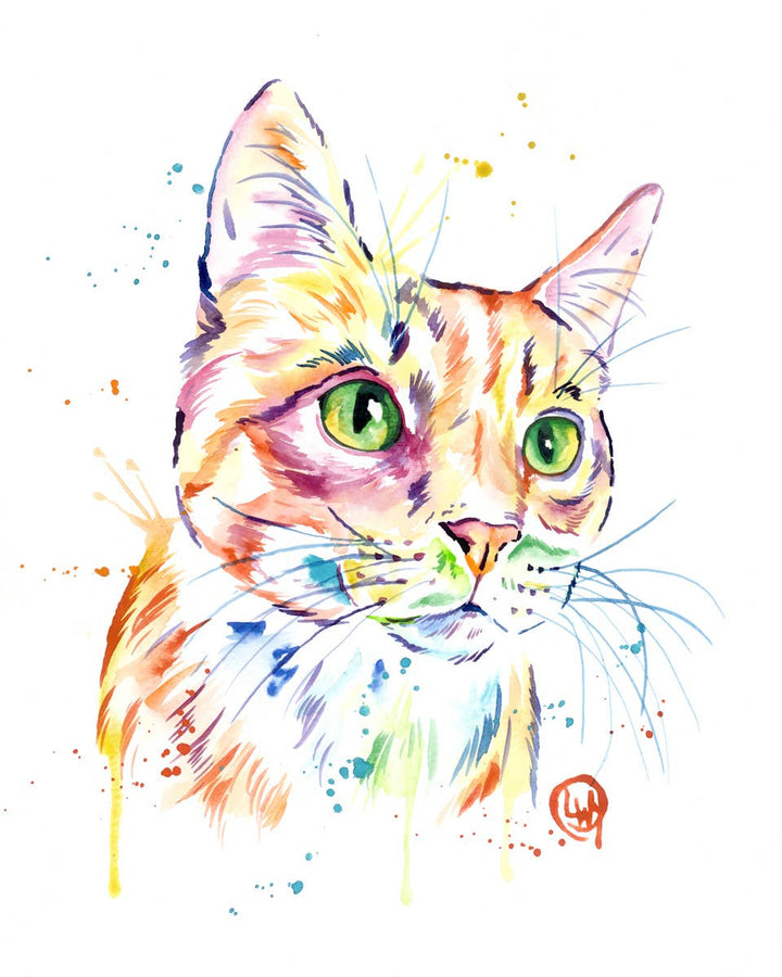 Whitehouse Art - Orange Tabby Art Print, Tabby Cat, Cat Lady, Cat Lover Whitehouse Art - Baby & Kids Paper Prints - P37 Tiny Toes in Dreamland