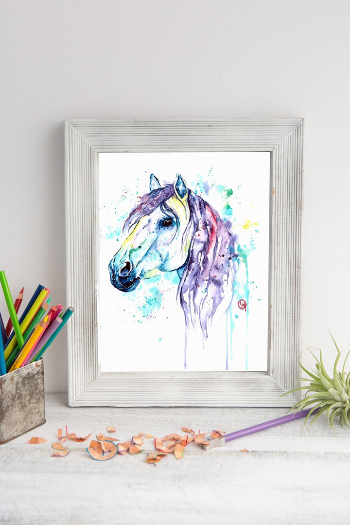 Whitehouse Art - Purple Horse Art Print, Girls Room, Gift for her, Baby room Whitehouse Art - Baby & Kids Paper Prints - F8 Tiny Toes in Dreamland